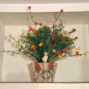 Portavaso ottagonale ottagonale con rose rosse